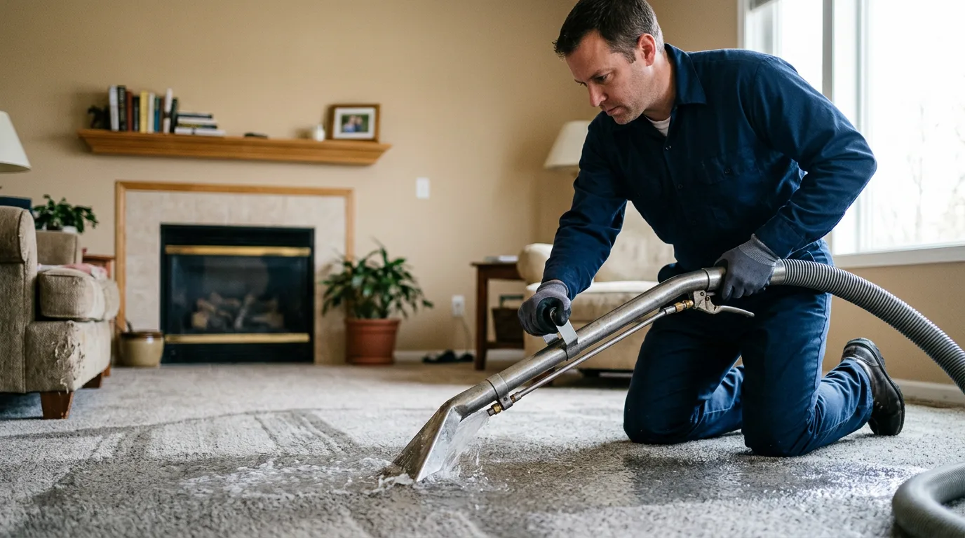 Water damage restoration technician working near Marion, IA